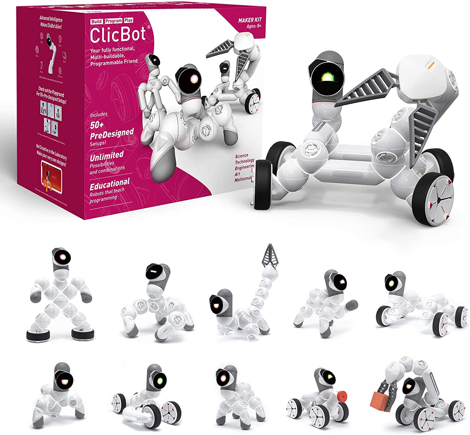 Clicbot. Модульный робот CLICBOT. Робот конструктор CLICBOT - комплект Starter. Интерактивный робот CLICBOT комплект maker Kit. CLICBOT coding Robots.